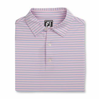 Men's Footjoy Athletic Fit Golf Polo Pink/Light Blue NZ-403699
